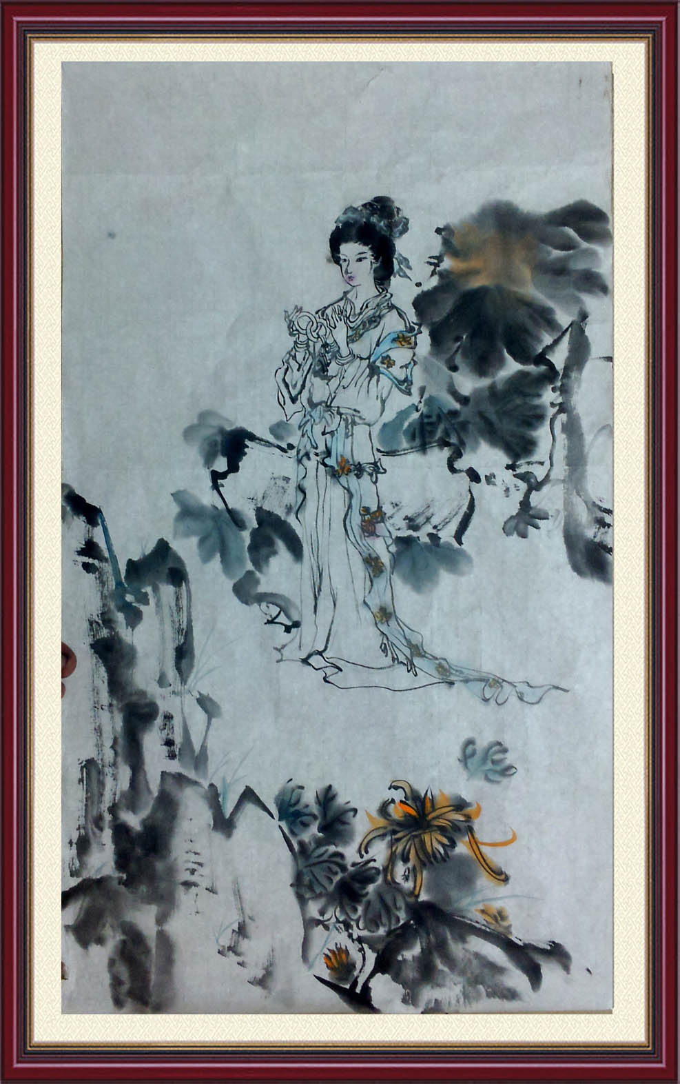 仕女图  国画颜料，墨，半生熟宣纸，66x131 陈惠燕.jpg